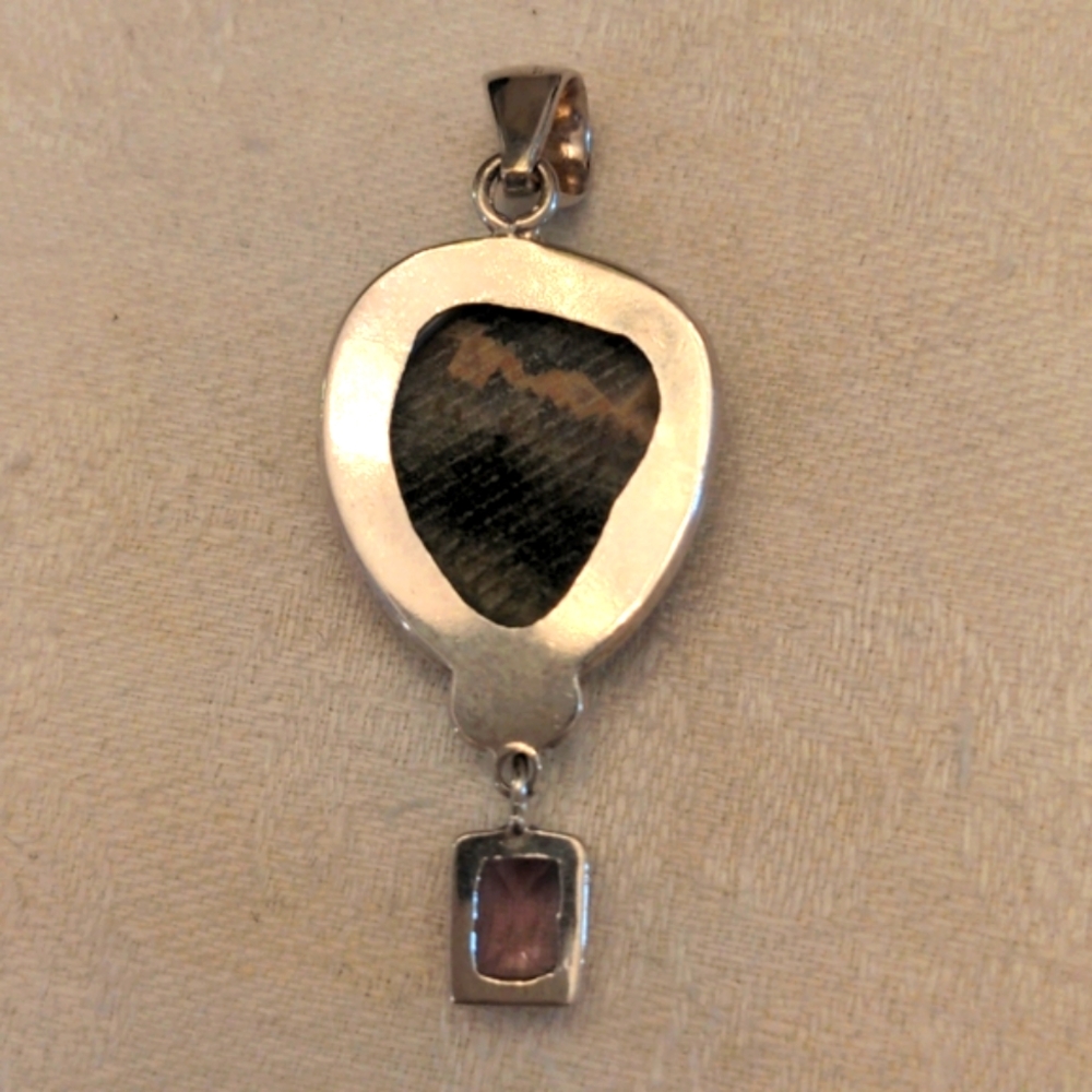 Jasper & Amethyst Solid Sterling Silver Pendant. … - image 3